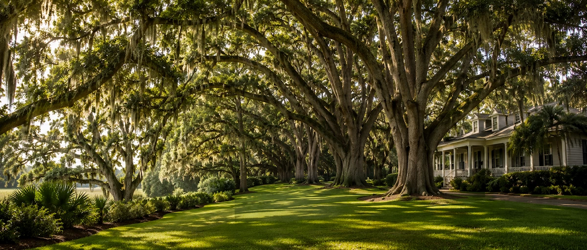 Beautiful South Carolina home surrounded by mature live oak trees